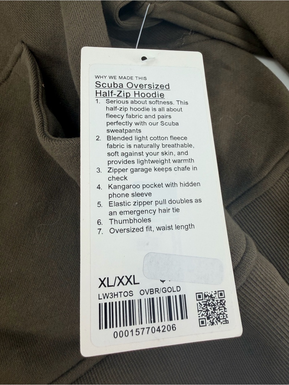 Lululemon Scuba Oversized Half Zip Hoodie XL XXL OVBR Gold Zip NEW - Picture 4 of 5